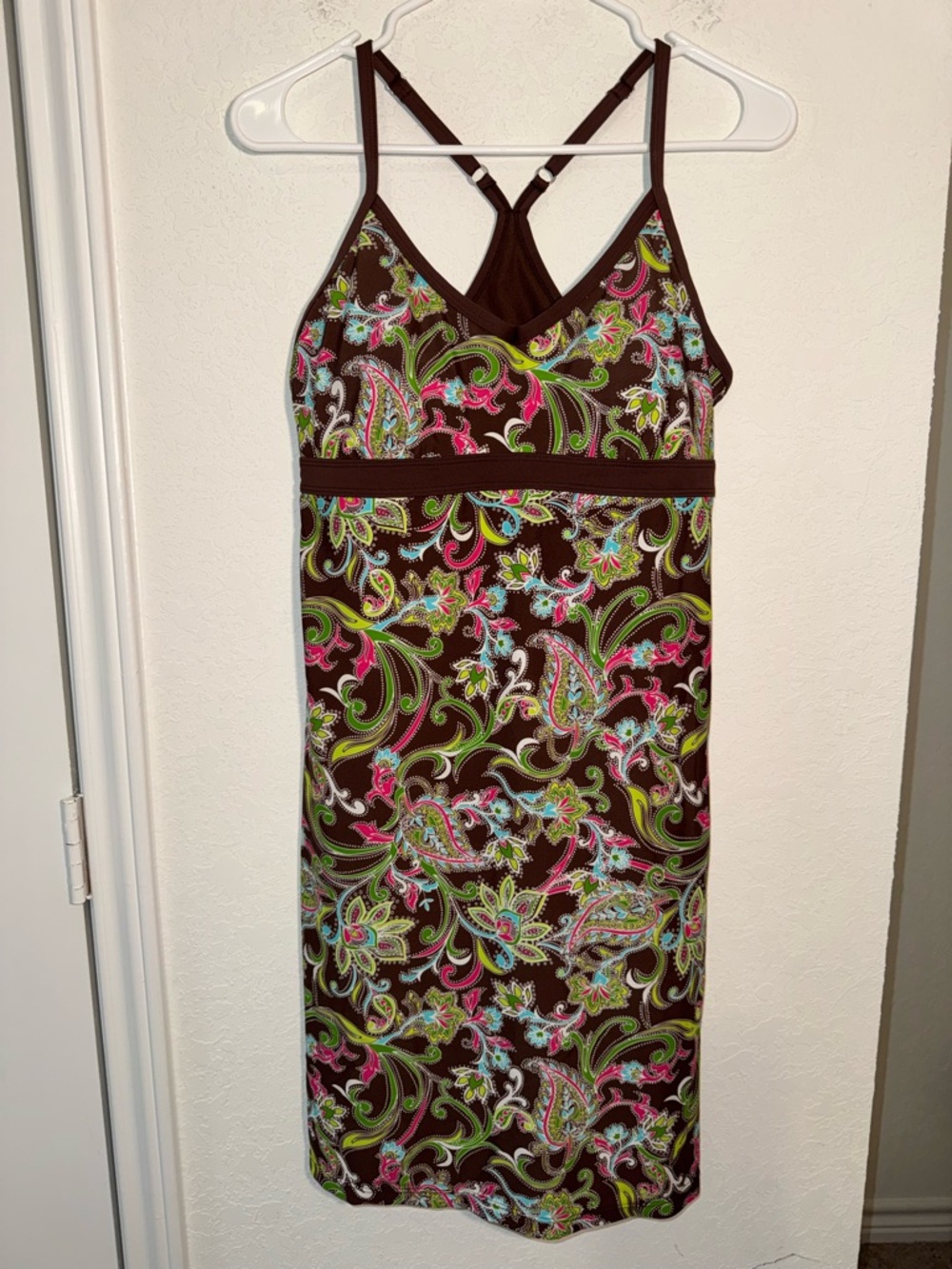 Athleta Paisley Active Mini Dress Womens M Multicolor Y2K Sleeveless Tankini Top